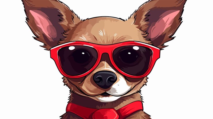 Vector ilustración plana del chihuahua con gafas de sol