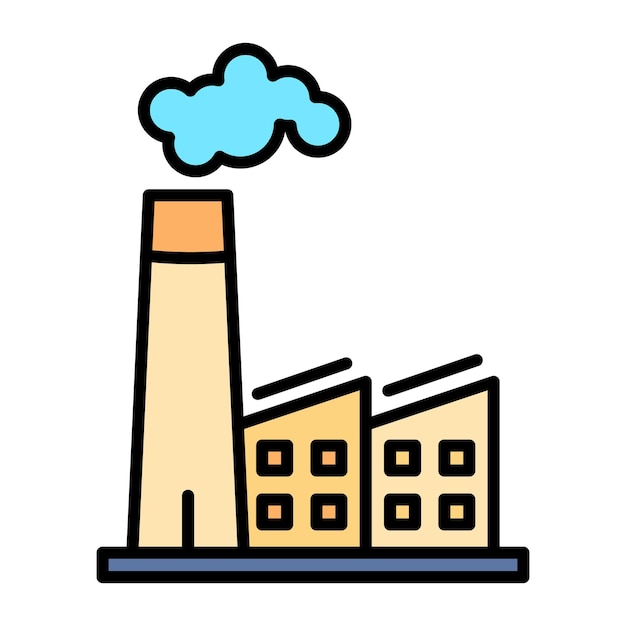 Ilustración plana de las chimeneas de las fábricas
