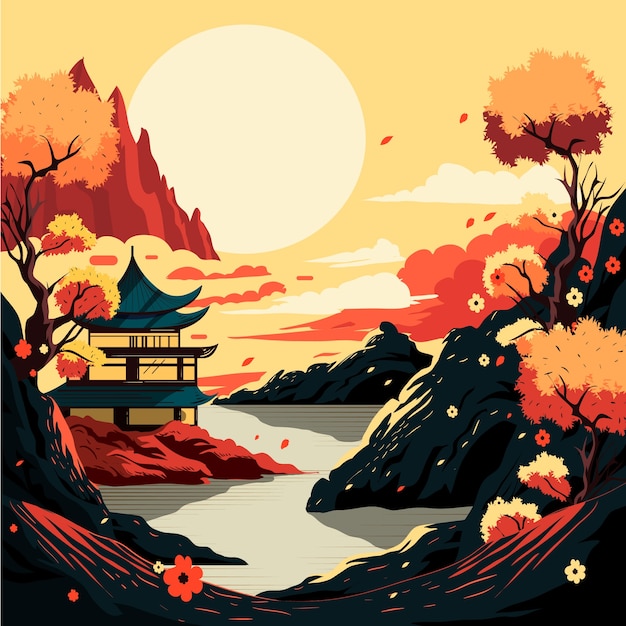 Ilustración plana de chuseok