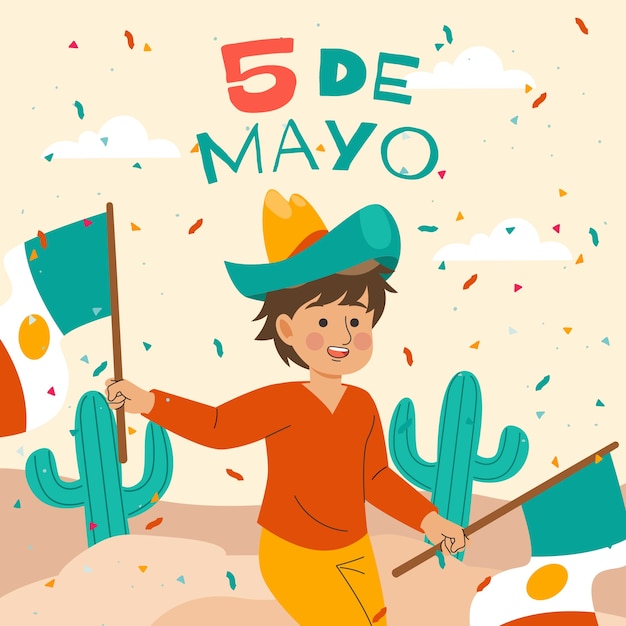 Vector ilustración plana de cinco de mayo