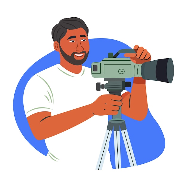 Una ilustración plana de un cineasta