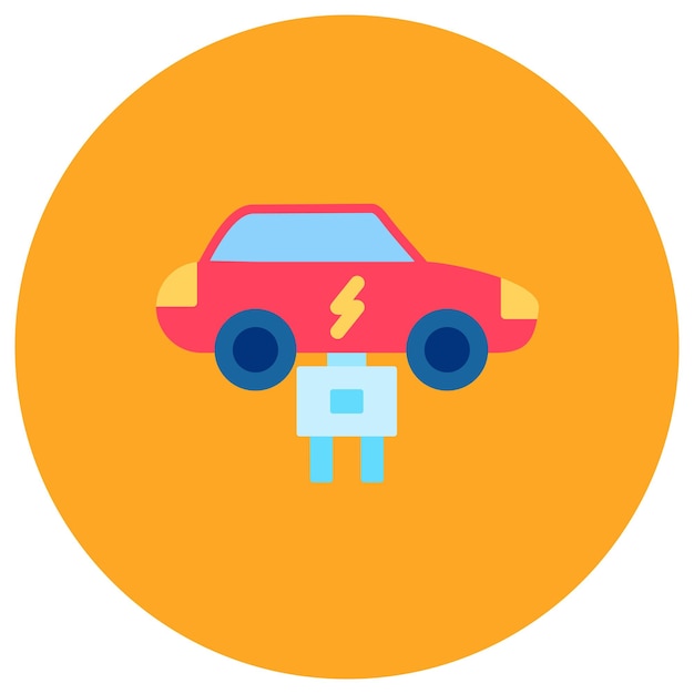 Ilustración plana del coche eléctrico