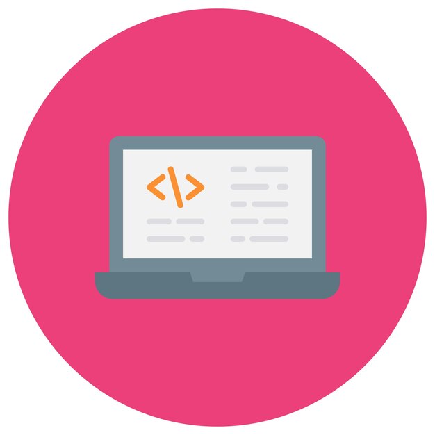 Ilustración plana de codificación de la computadora portátil