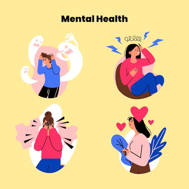 Ilustración plana de la colección de salud mental