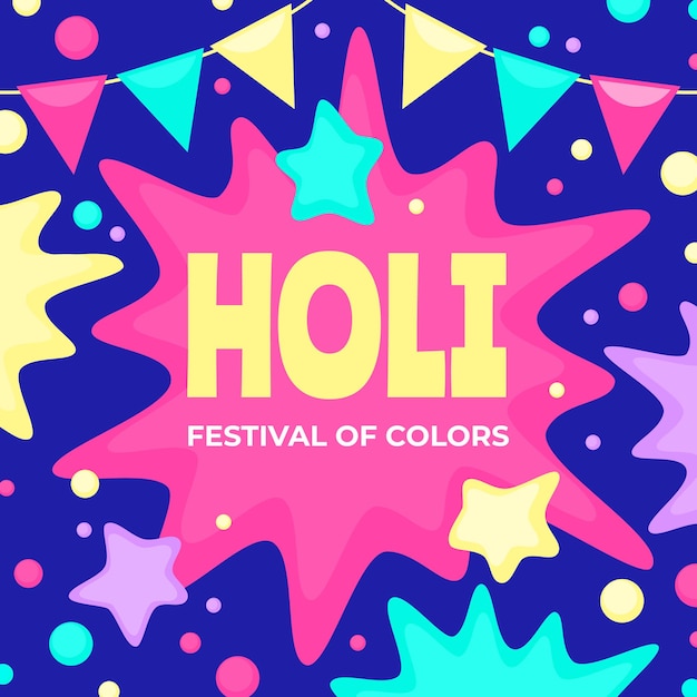 Ilustración plana de colores del festival holi