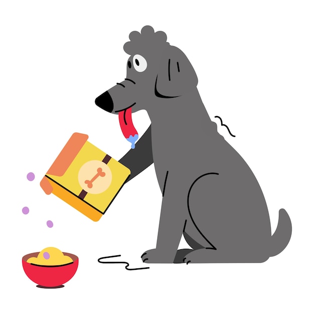 Ilustración plana de la comida para perros