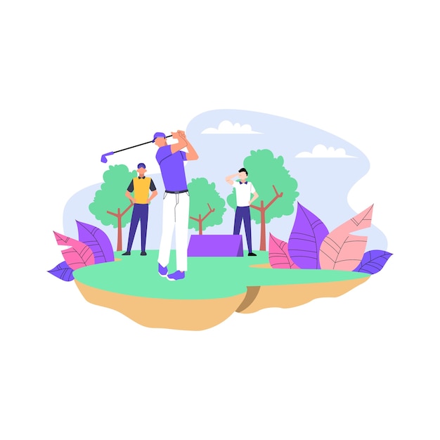 Vector ilustración plana de competencia de golf