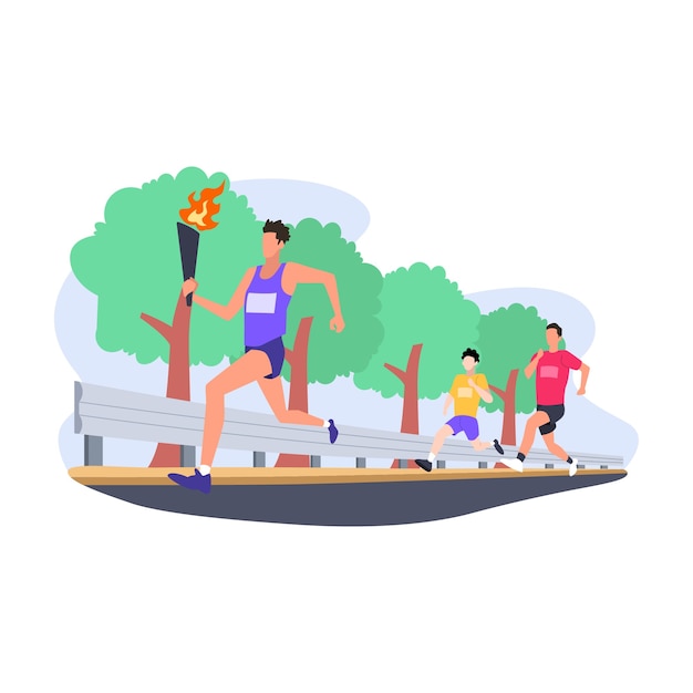Ilustración plana de competencia de maratón