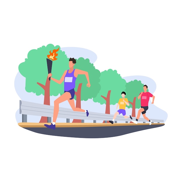 Vector ilustración plana de competencia de maratón