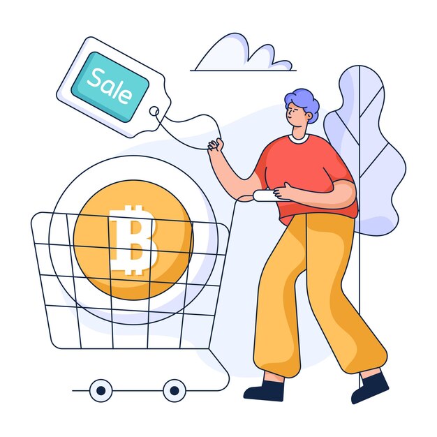 Ilustración plana de compras bitcoin