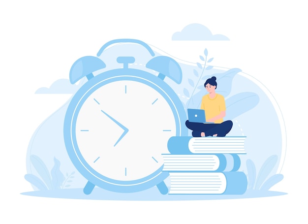 Ilustración plana del concepto de captura de tiempo para las tareas de tendencia