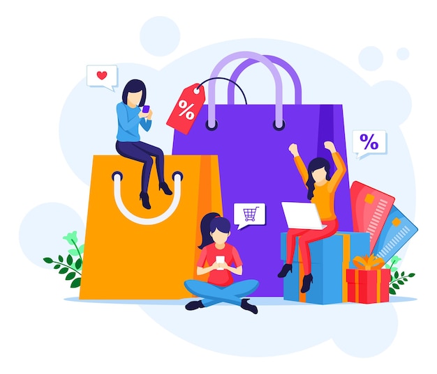 Vector ilustración plana del concepto de compras en línea