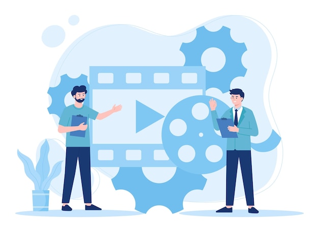 Ilustración plana del concepto de cooperación de contenido del creador