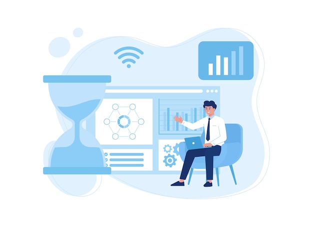 Ilustración plana del concepto de datos de perspectivas de negocio