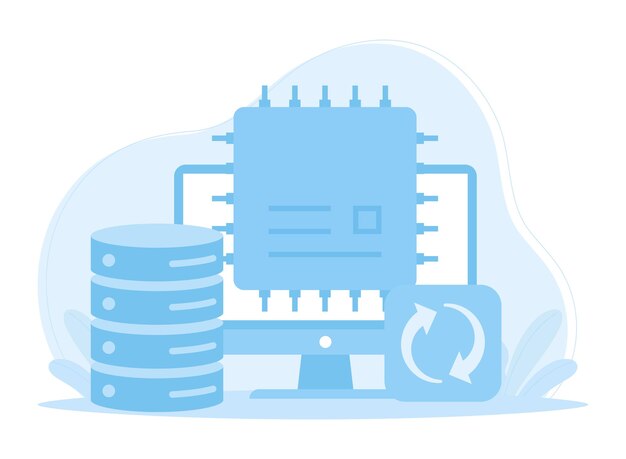 Ilustración plana del concepto de gestión de datos