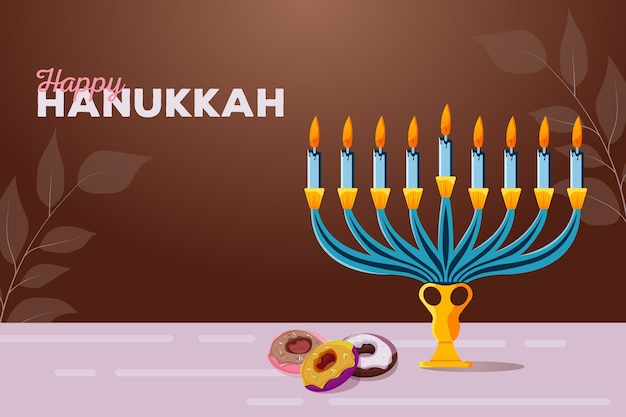 Vector ilustración plana de concepto de hanukkah dibujado a mano