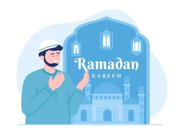 Ilustración plana del concepto de Ramadhan