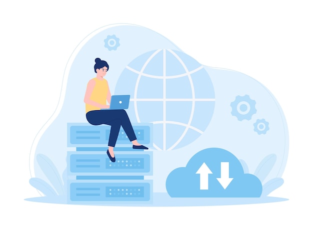 Ilustración plana del concepto de tendencia de alojamiento web