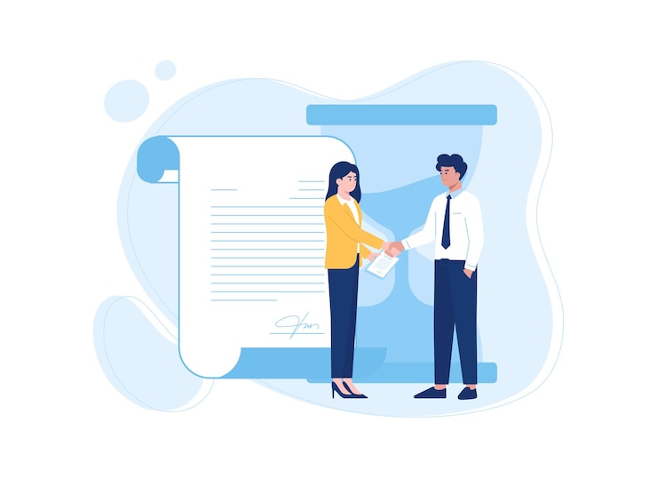 Vector ilustración plana de concepto de tendencia de contrato de trabajo a largo plazo