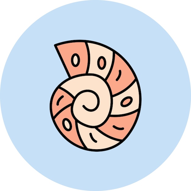 Ilustración plana de concha espiral