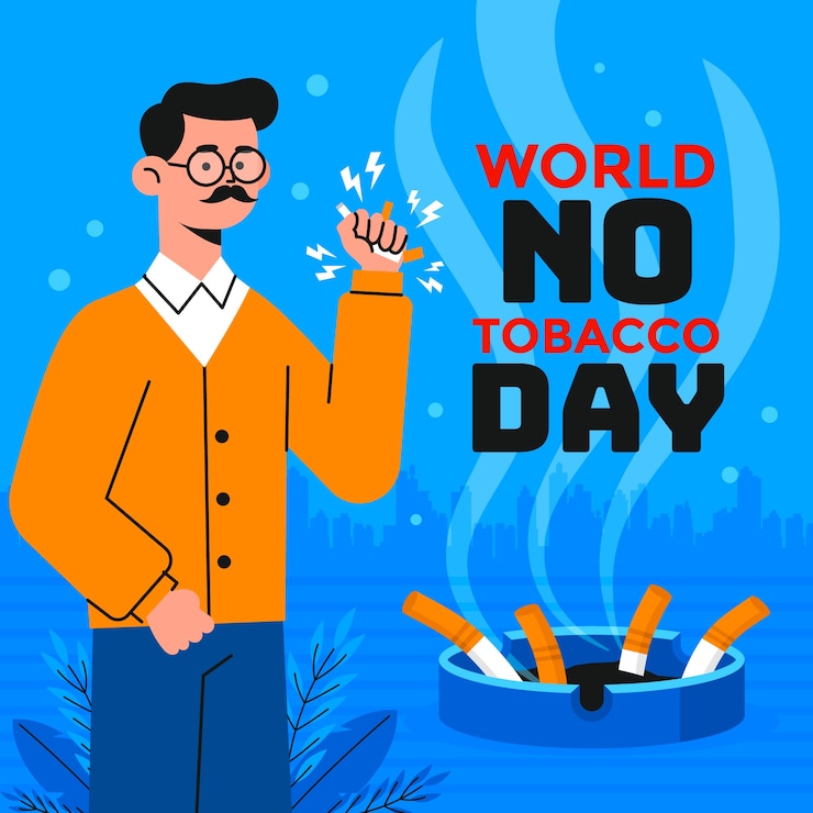 Vector ilustración plana para la conciencia del día sin tabaco.