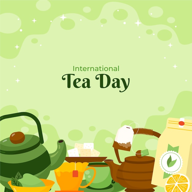 Ilustración plana para la concienciación del Día Internacional del Té