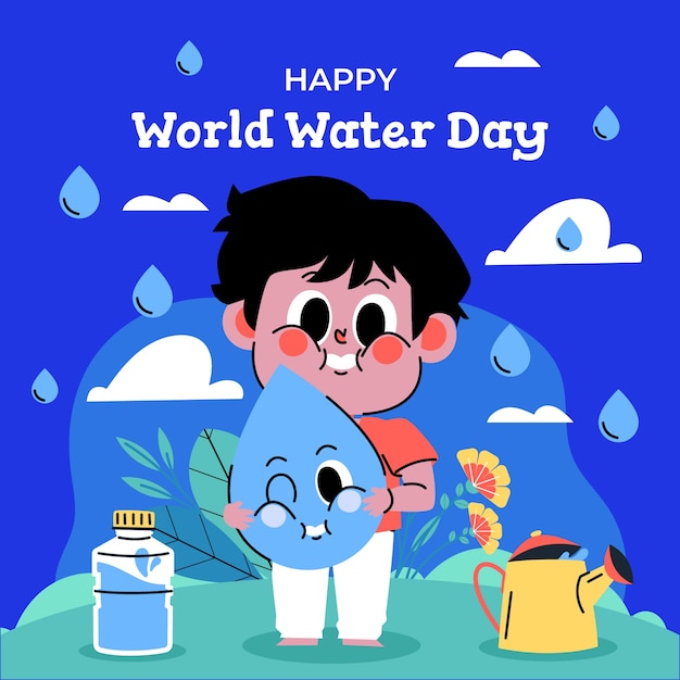 Vector ilustración plana para la concienciación del día mundial del agua.