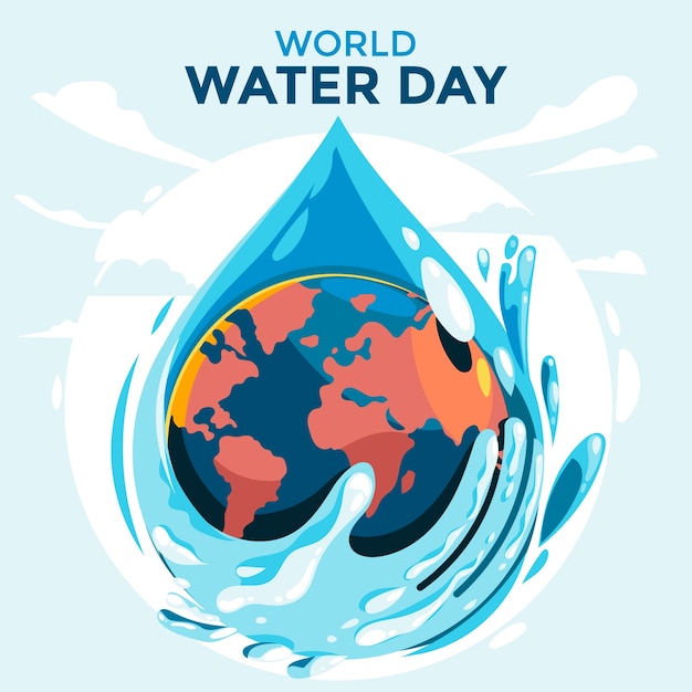 Vector ilustración plana para la concienciación del día mundial del agua.