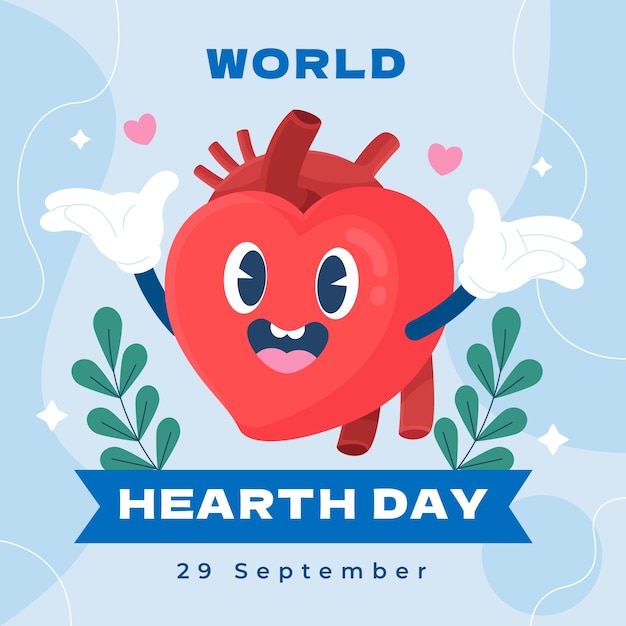 Vector ilustración plana para la concienciación del día mundial del corazón