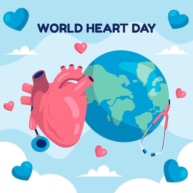 Ilustración plana para la concienciación del día mundial del corazón