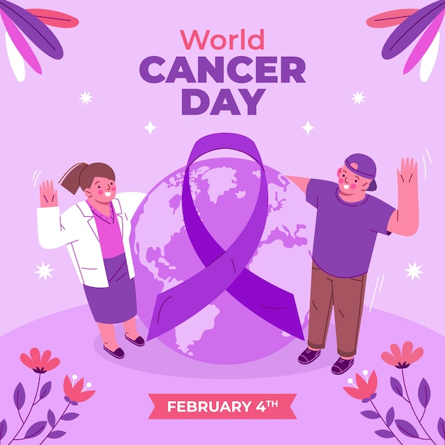 Vector ilustración plana para la concienciación sobre el día mundial del cáncer