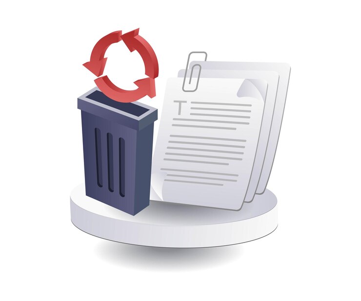 Vector ilustración plana del contenedor de reciclaje de datos digitales