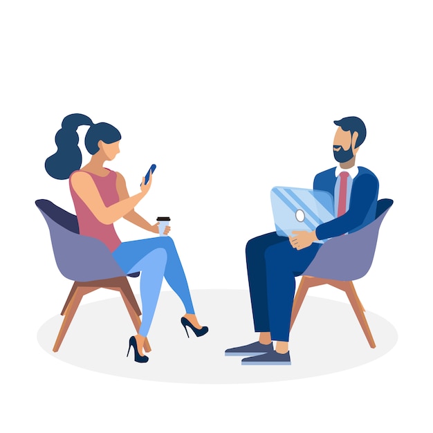 Ilustración plana de conversación de negocios de compañero de trabajo