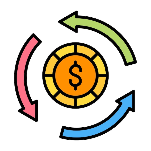 Ilustración plana de la conversión de dinero