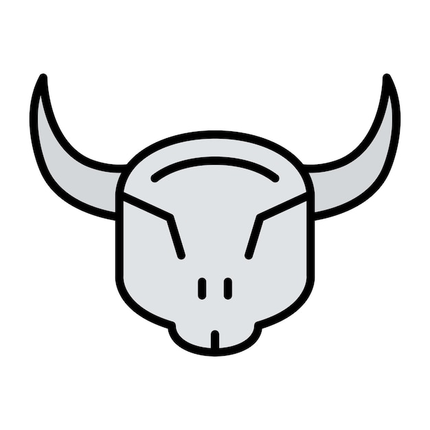 Ilustración plana del cráneo de un toro