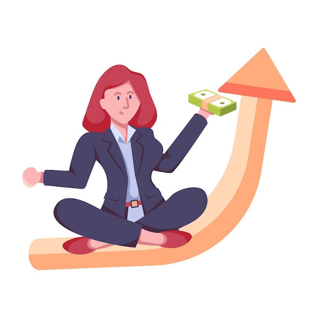 Ilustración plana del crecimiento de la inversión