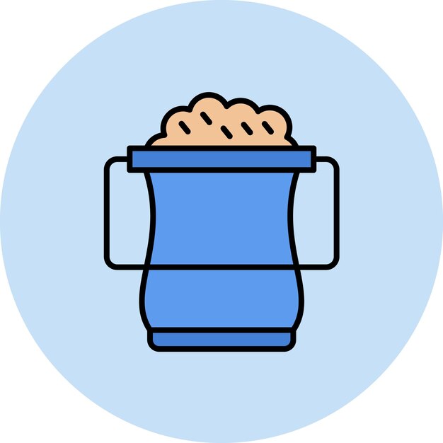 Ilustración plana del cubo de arena