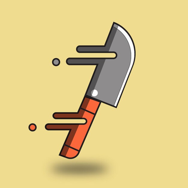 Ilustración plana del cuchillo de cocina