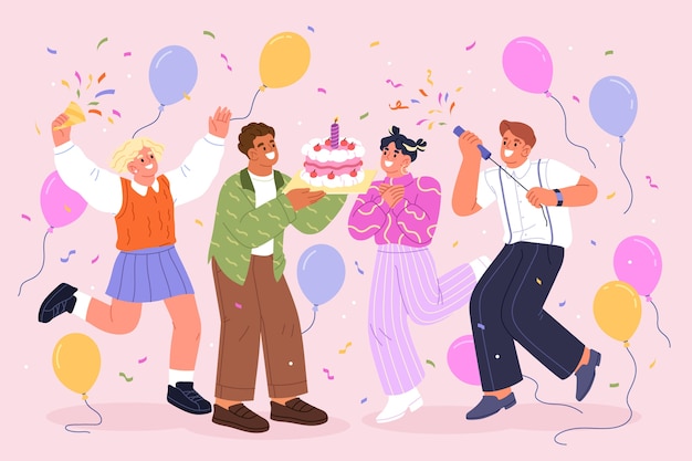 Ilustración plana de cumpleaños