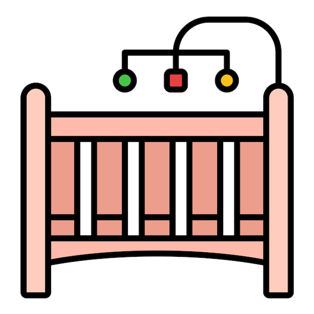 Ilustración plana de una cuna para bebés