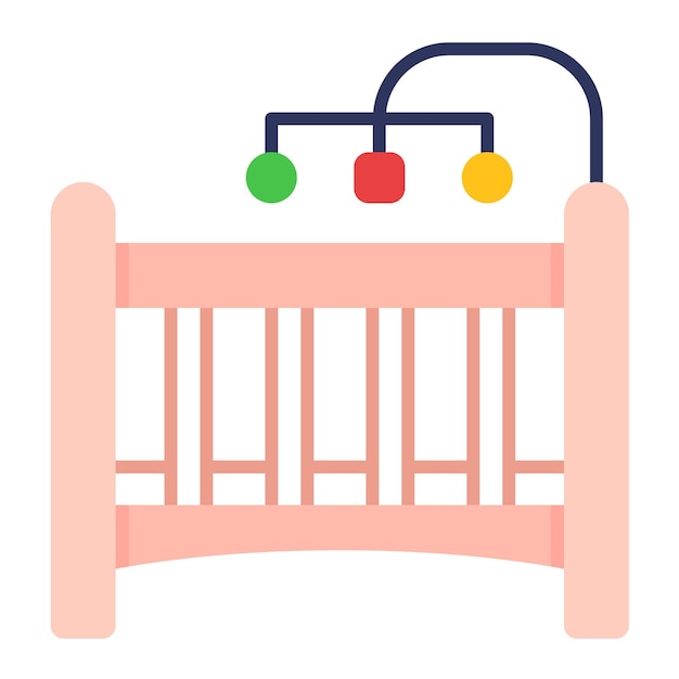 Ilustración plana de una cuna para bebés