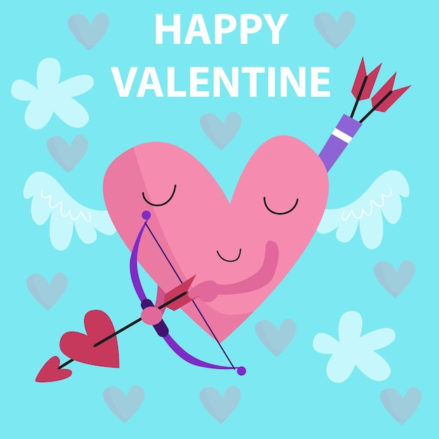 Ilustración plana de Cute Animals Valentine adecuada para el diseño de niños