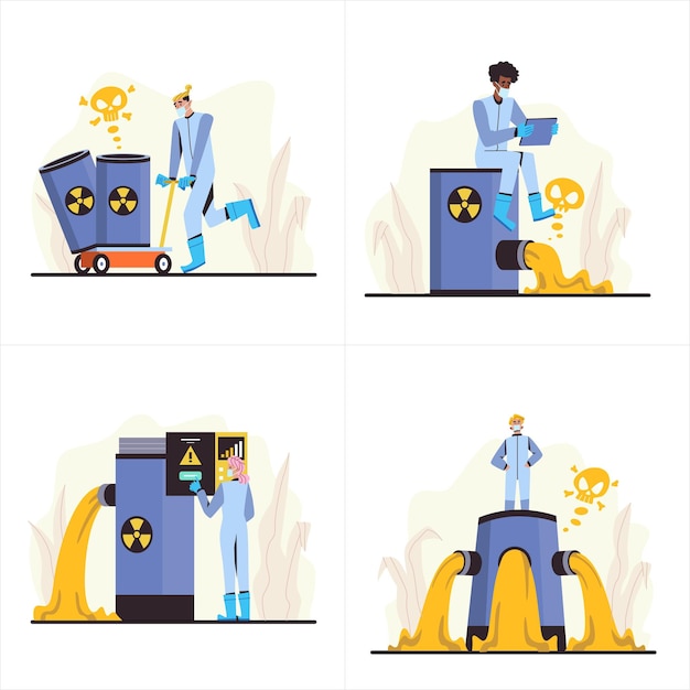 Vector ilustración plana de desechos nucleares 2