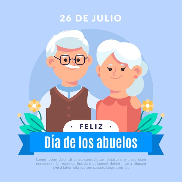 Vector ilustración plana dia de los abuelos