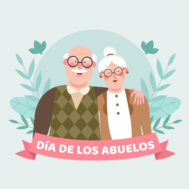 Ilustración plana dia de los abuelos