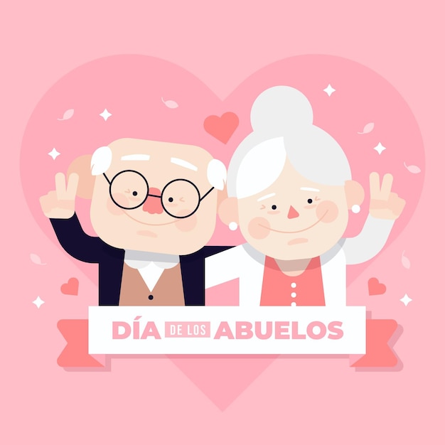 Ilustración plana dia de los abuelos