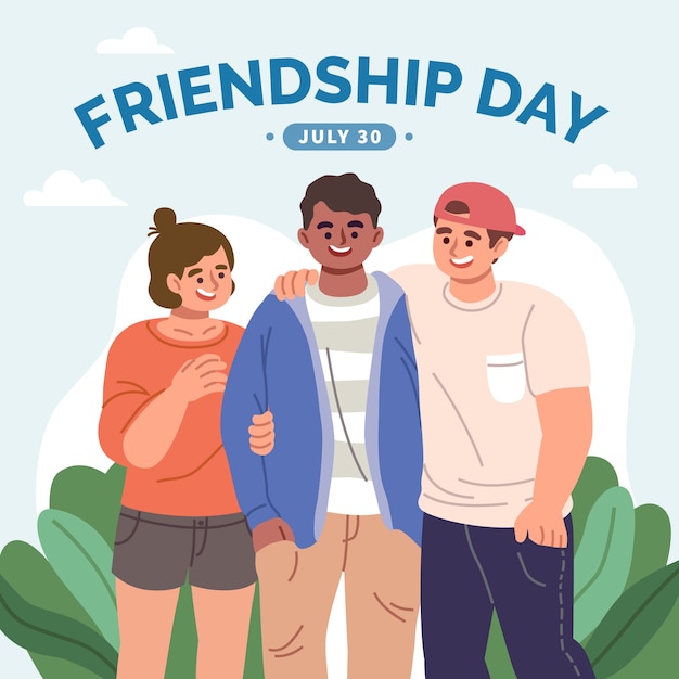 Ilustración plana del día de la amistad con amigos