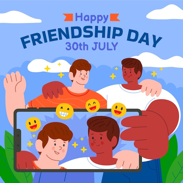 Ilustración plana del día de la amistad