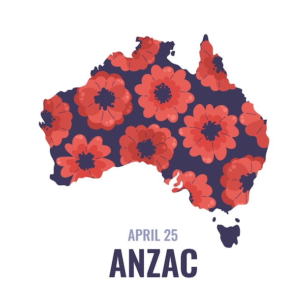 Ilustración plana del día de anzac