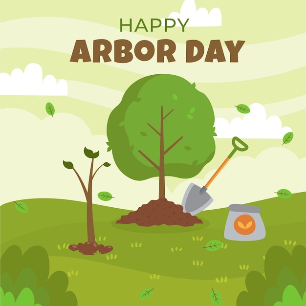 Ilustración plana del día del árbol